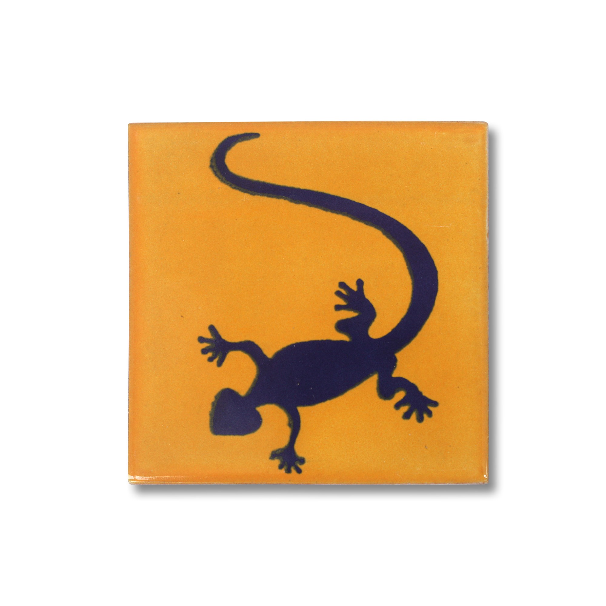 Kachel 'Gecko', gelb, blau, T 10 cm, B 10 cm, H 0,5 cm von fischer's lagerhaus