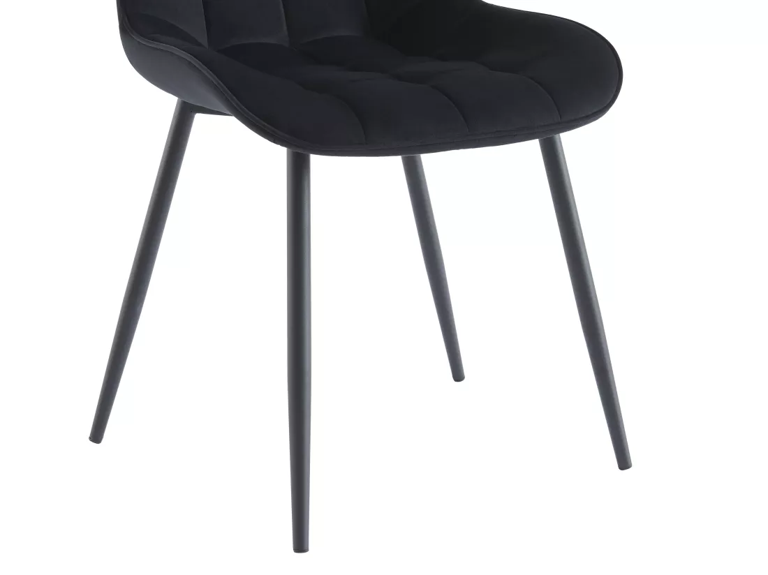 Lot de 2 chaises matelassées - Velours et métal - Noir - OLLUA