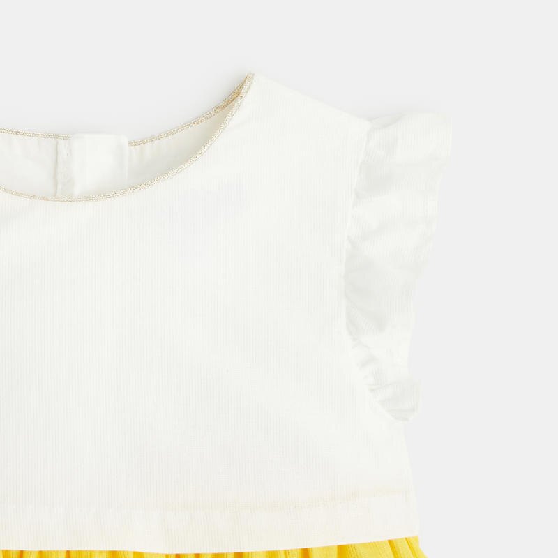 Robe de fête irisée et bloomer jaune bébé fille Jaune