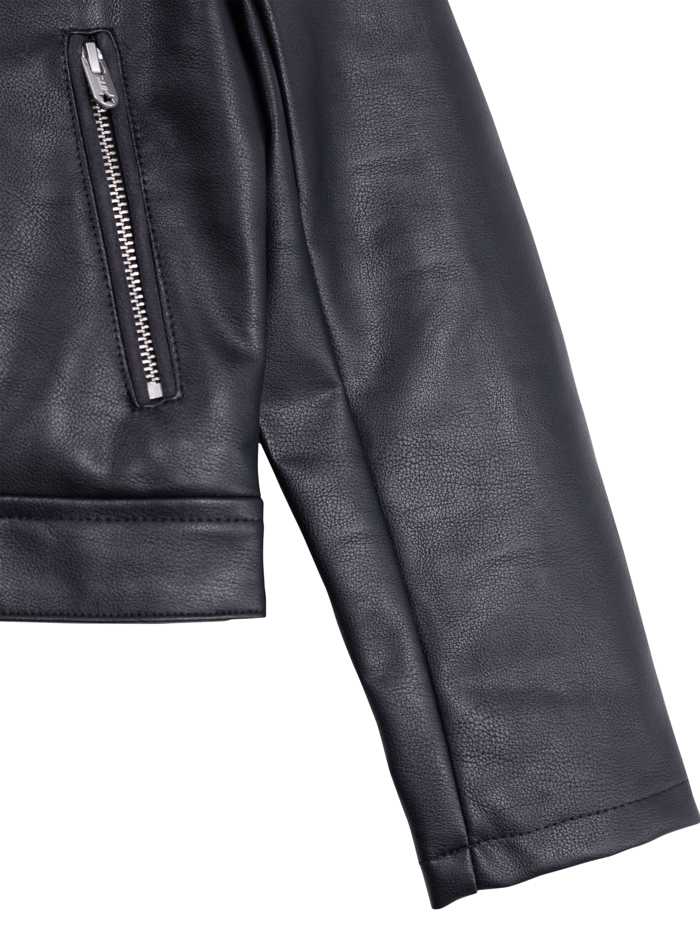 Veste droite col tailleur aspect cuir | Noir