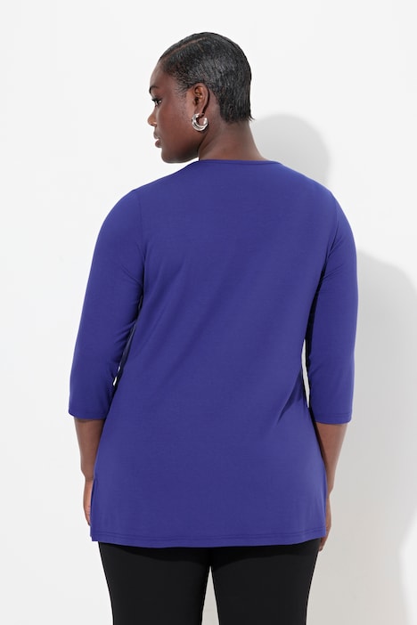 Shirt, tiefer Rundhalsausschnitt, 3/4 Arm