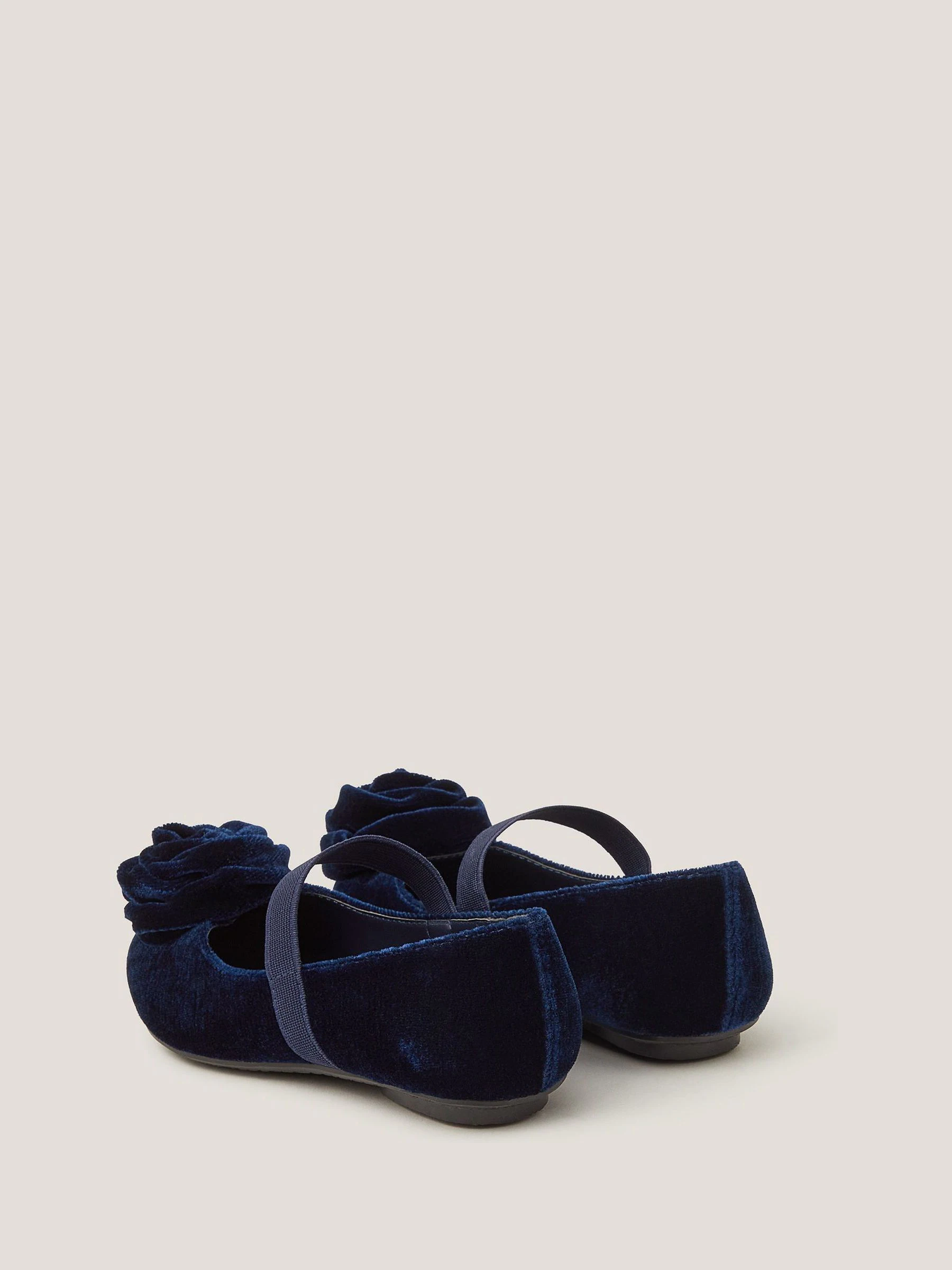 Monsoon Rosette Velvet Strap Ballet Flats
