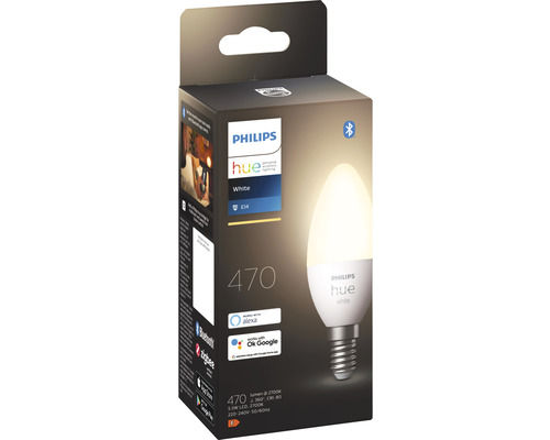 Philips Hue Kaarslamp Wit Dimbaar Wit E14 5.5W 470 lm Warm Wit-Neutraal Wit 1 st - Compatibel met SMART HOME van Hornbach