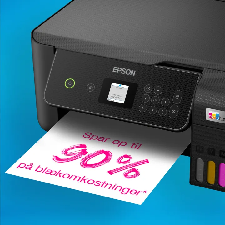 Epson EcoTank ET-2870 - Multifunktionsprinter - farve - blækprinter - ITS - A4 (medie) - op til 10 spm (udskriver) - 100 ark - Wi-Fi, USB - sort