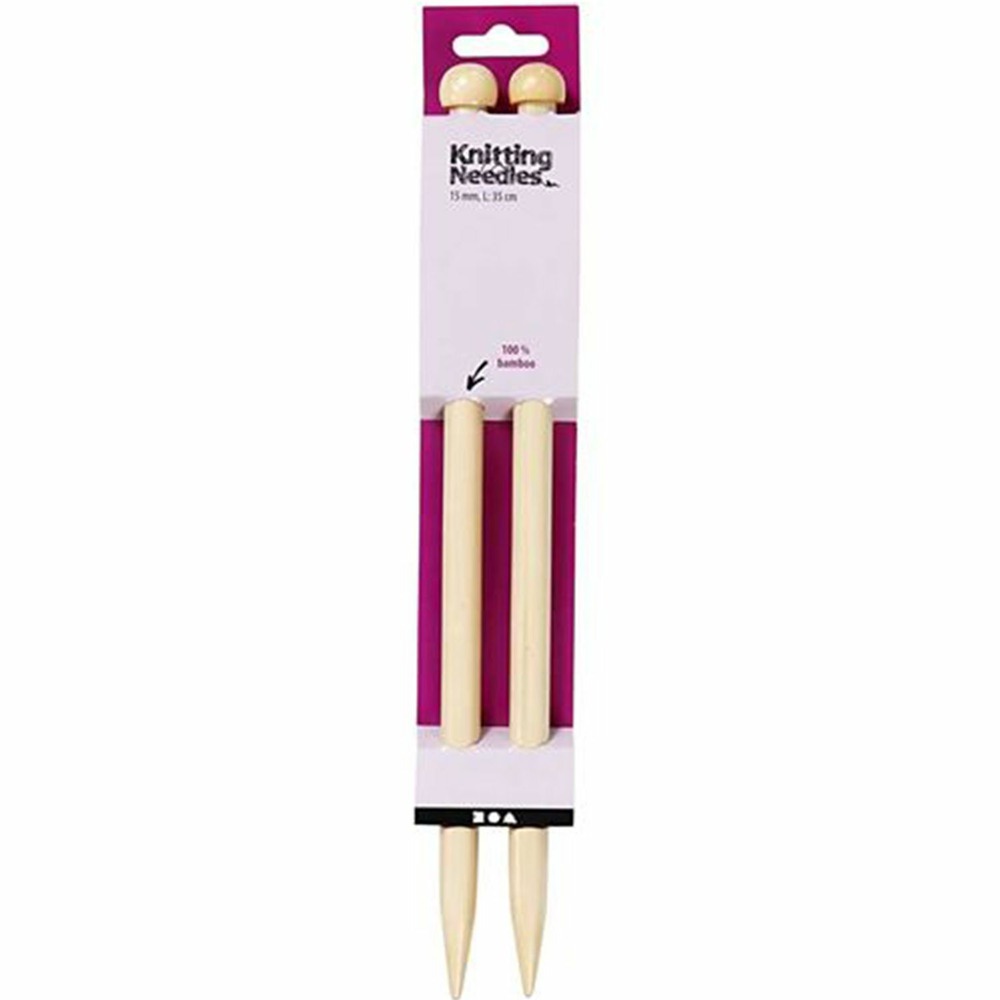 2 aiguilles à tricoter en bambou 35 cm - ø 15 mm