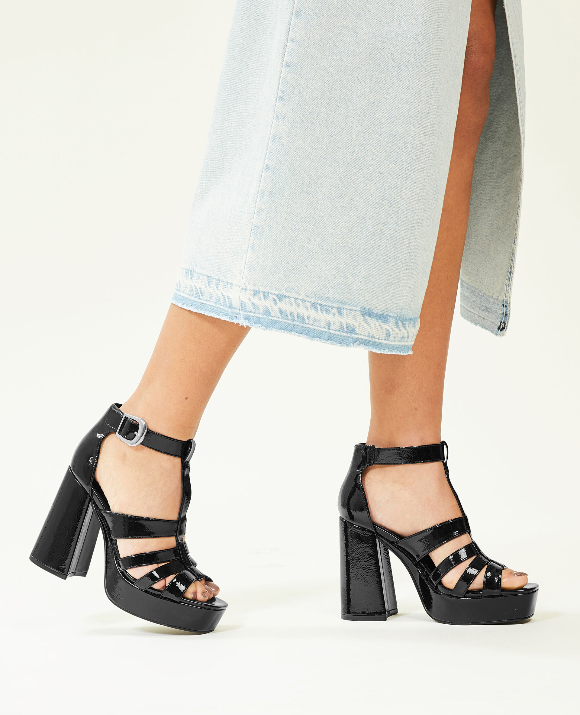 Talons brillants à plateforme - Noir