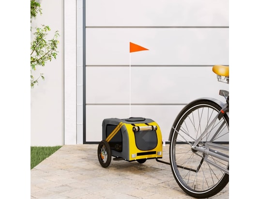 VIDAXL - Remorque de vélo pour chien jaune et gris tissu oxford et fe...