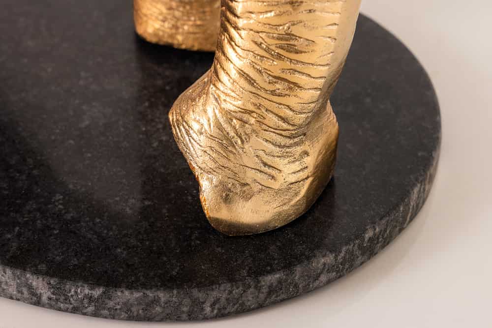 Runder Beistelltisch ELEPHANT 80cm gold Metall Glas Marmor Skulptur handmade