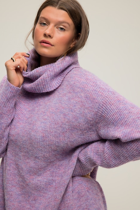 Strick-Minikleid, oversized, Rollkragen, Langarm