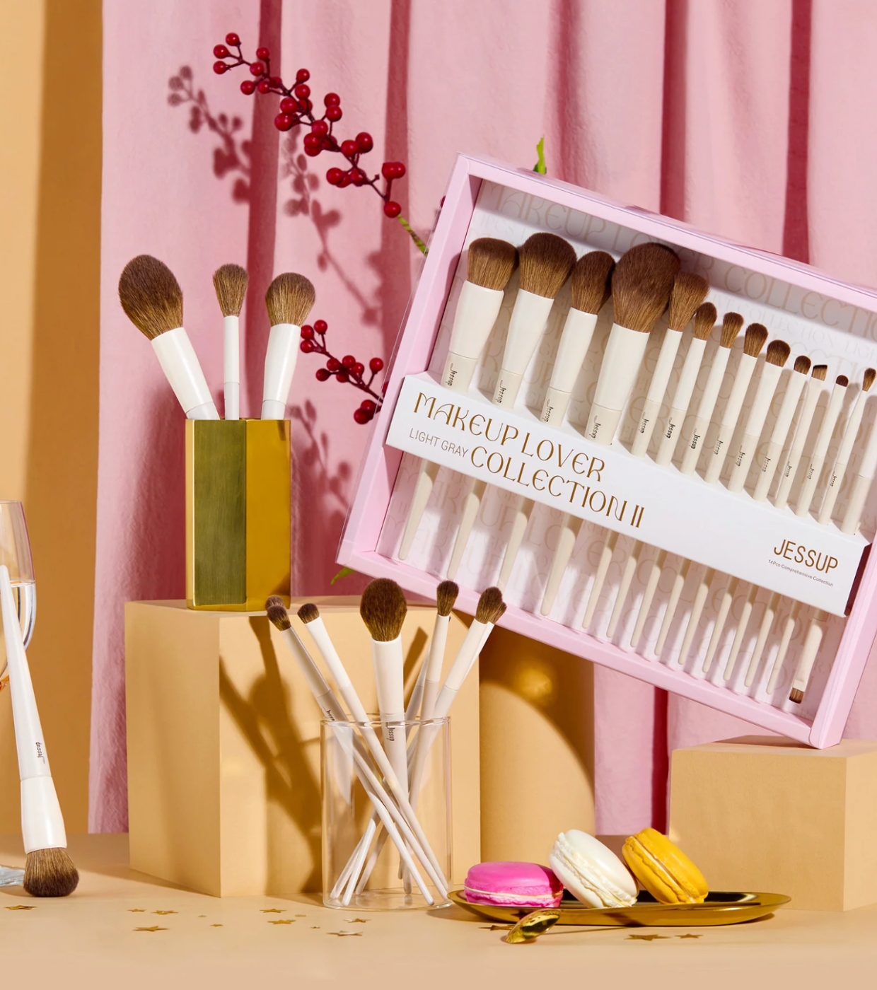 Jessup Beauty - *Collection II* - Conjunto de pincéis com estojo - Light Gray