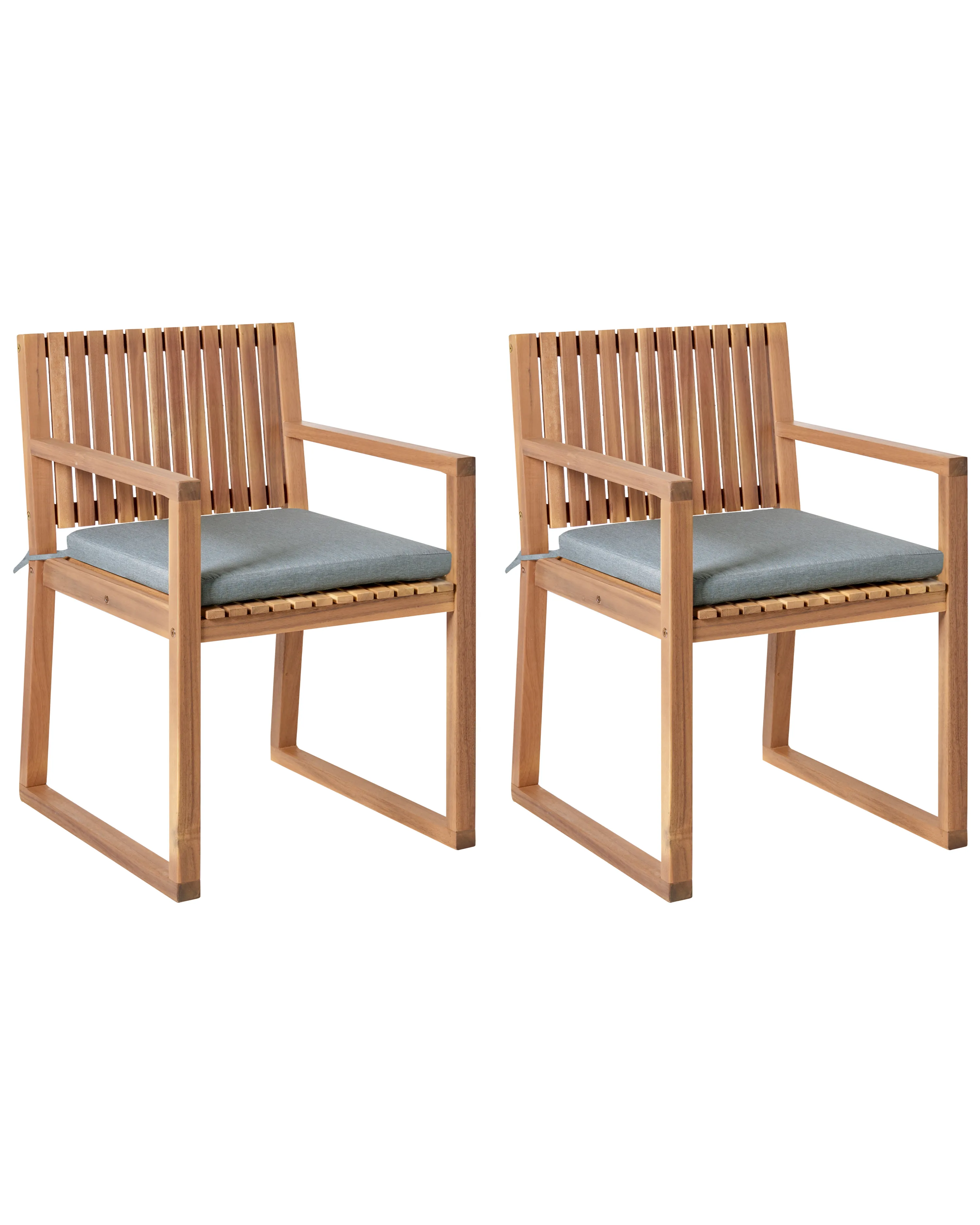 Set van 2 stoelen met zitkussen SASSARI PREMIUM Gecertificeerd acaciahout Grijs melange