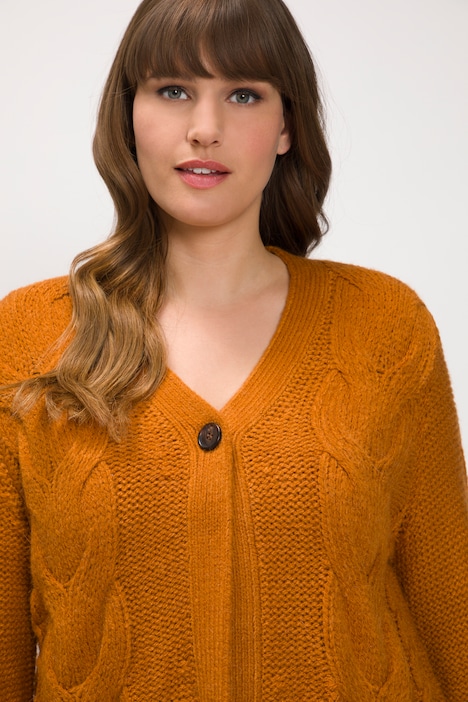 Strickjacke, Zopfmuster, Langarm