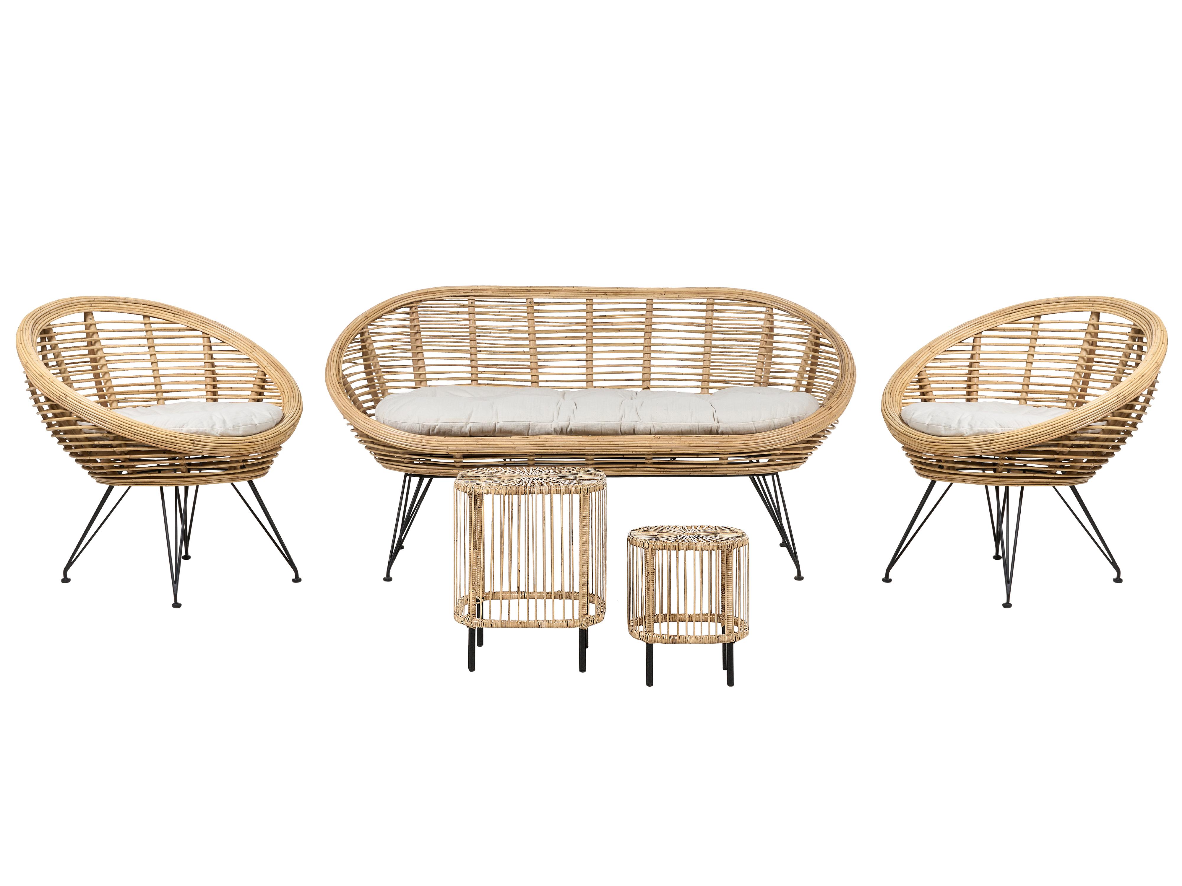 Loungeset met tafel 4-zits MARATEA/CESENATICO Rotan Natuurlijk