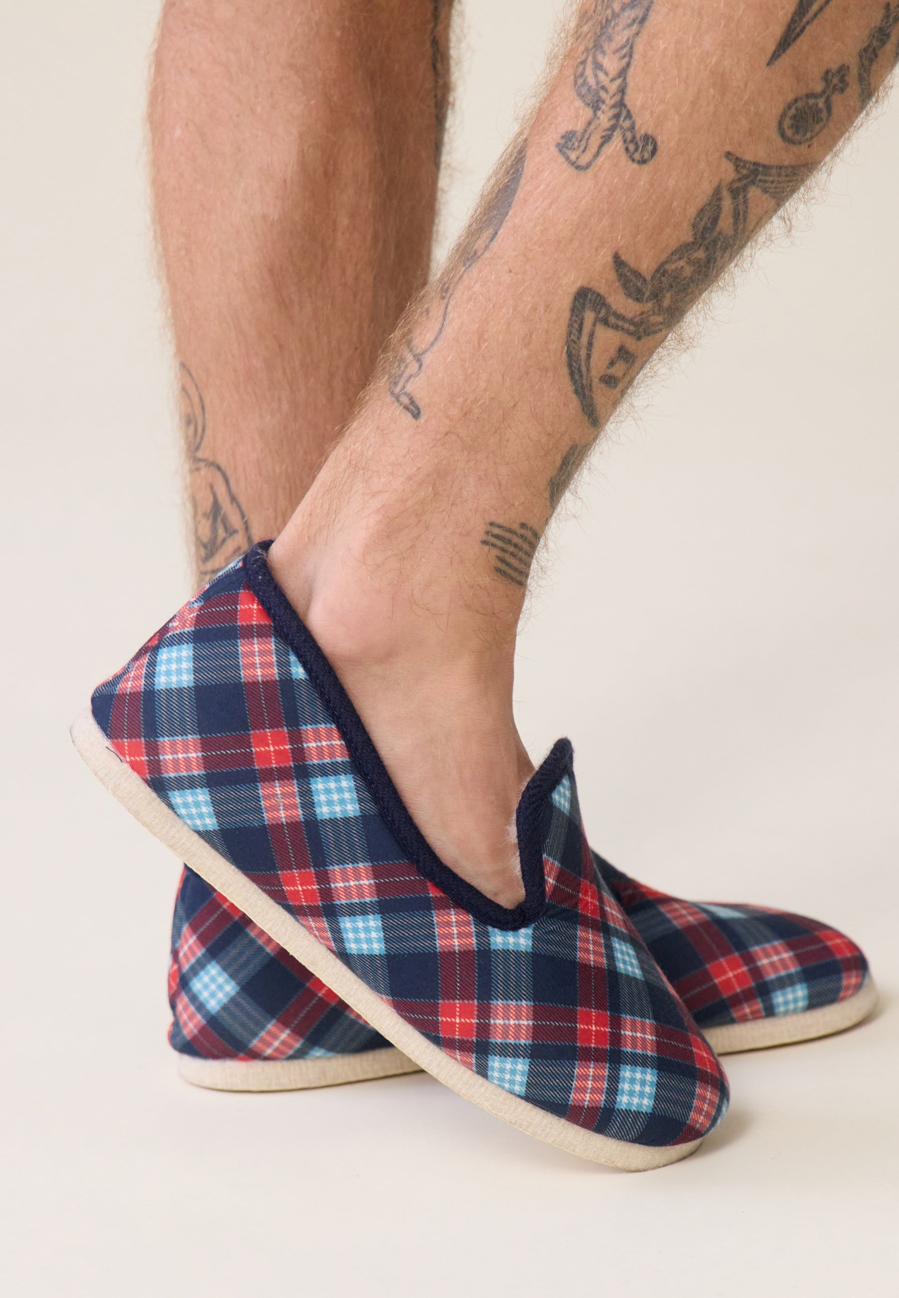 Chaussons d'intérieur en laine-Pantoufles Tartan