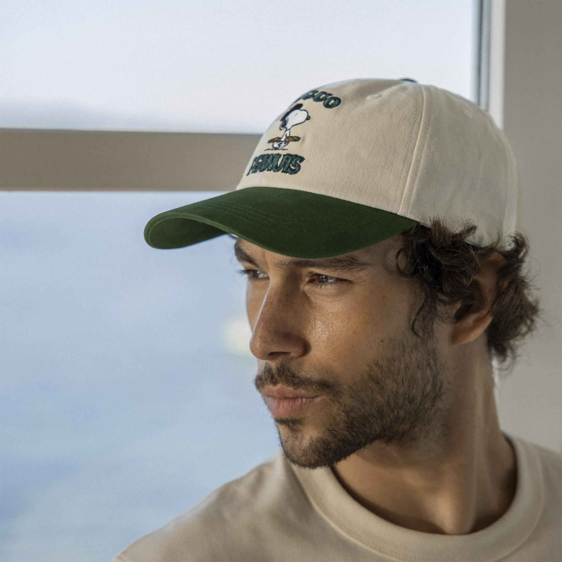 Casquette écrue & verte Peanuts coton - modèle cap