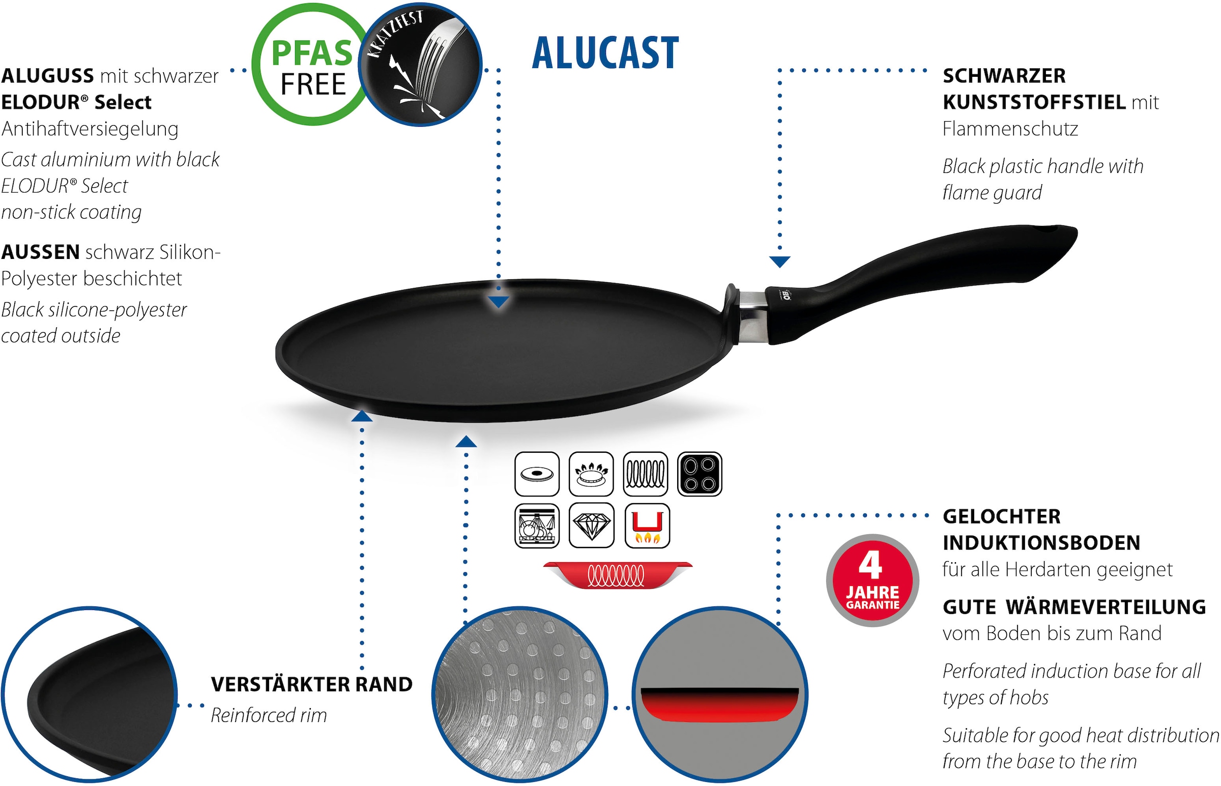 Elo Crêpepfanne »Alucast 28cm« Aluminiumguss 1 Stk. tlg. Induktion, Ø 28 cm