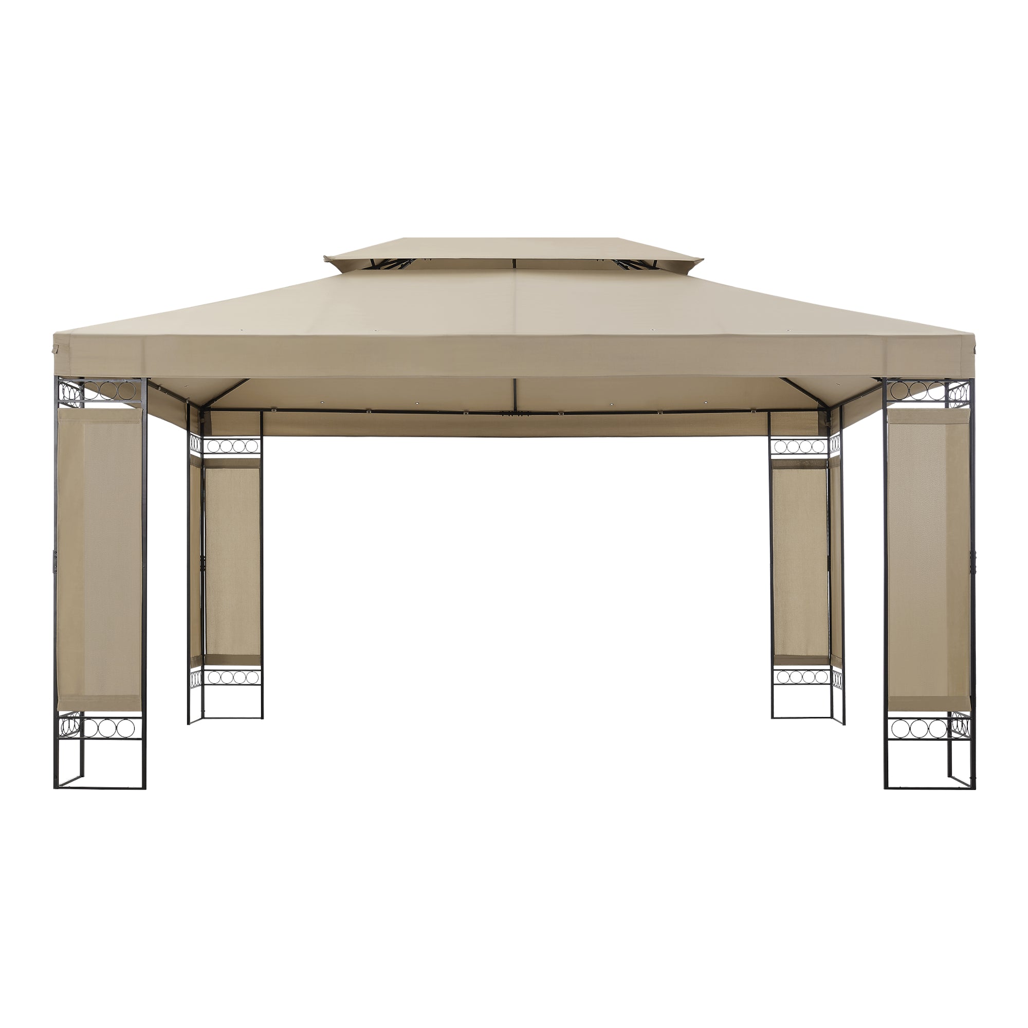 Tonnelle de jardin avec structure en acier 400 x 300 x 265 cm beige