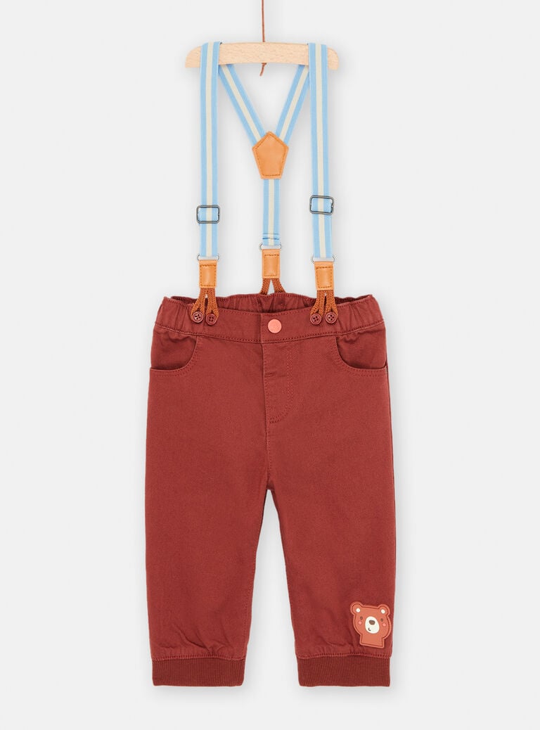 Pantalon havane à bretelles pour bébé garçon