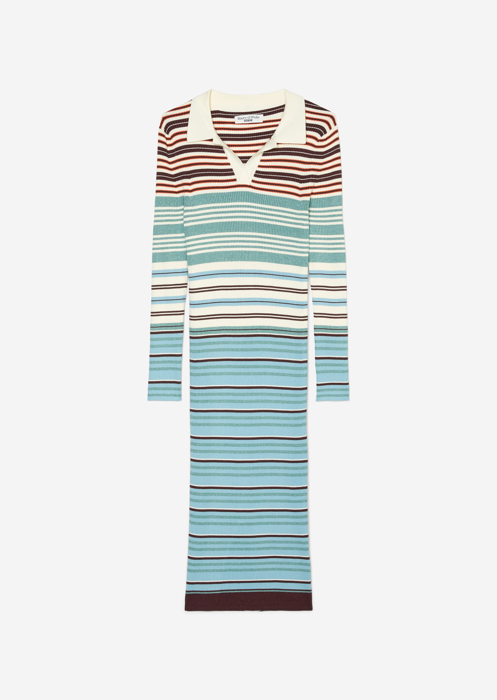 Rippstrick-Kleid im Polo-Stil mit glitzerndem Lamé-Garn