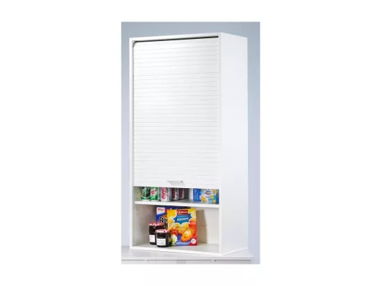 Armoire de cuisine large à rideau blanc Couna L 60 x H 124cm