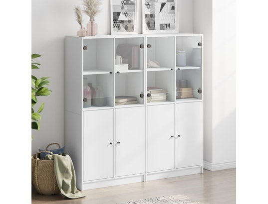 VIDAXL - Bibliothèque avec portes blanc 136x37x142 cm bois d'ingénier...