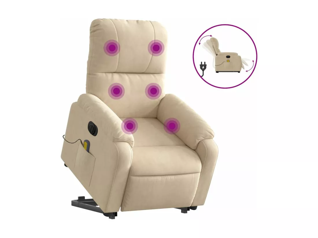 Fauteuil inclinable massant électrique crème