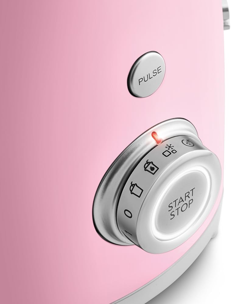 Smeg, BLF03PKEU, 1,5 l Standmixer, 4 -Geschwindigkeitsstufen, 4 Automikprogramme, Abnehmbare Doppelklinge, Deckelöffnung transparent mit Dosierkappe, rutschfest, 800W, Rose
