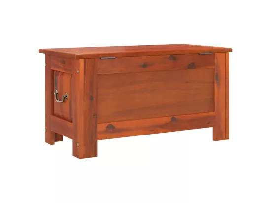 Coffre de rangement avec couvercle marron bois massif d'acacia