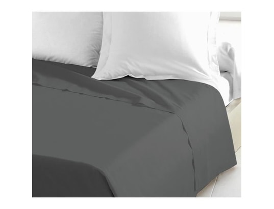 LOVELY HOME - Drap plat 100% coton 240x300 cm gris foncé