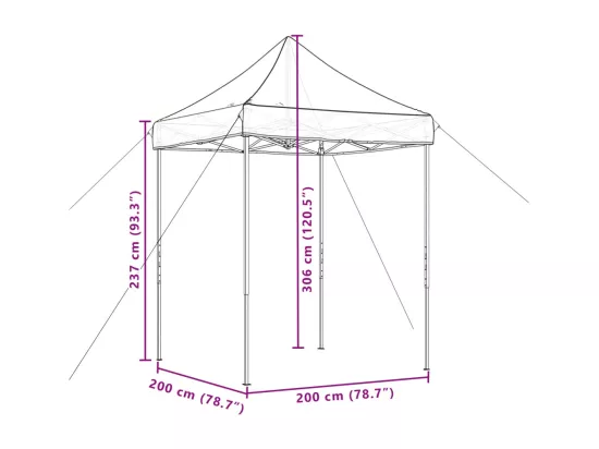 Tente réception pliable escamotable terre cuite 200x200x306 cm