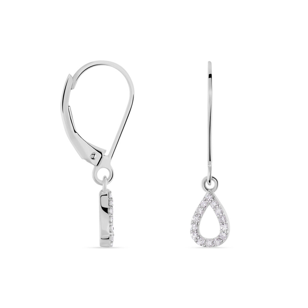 Boucles D'oreilles Pendantes Ursela Or Blanc Diamant