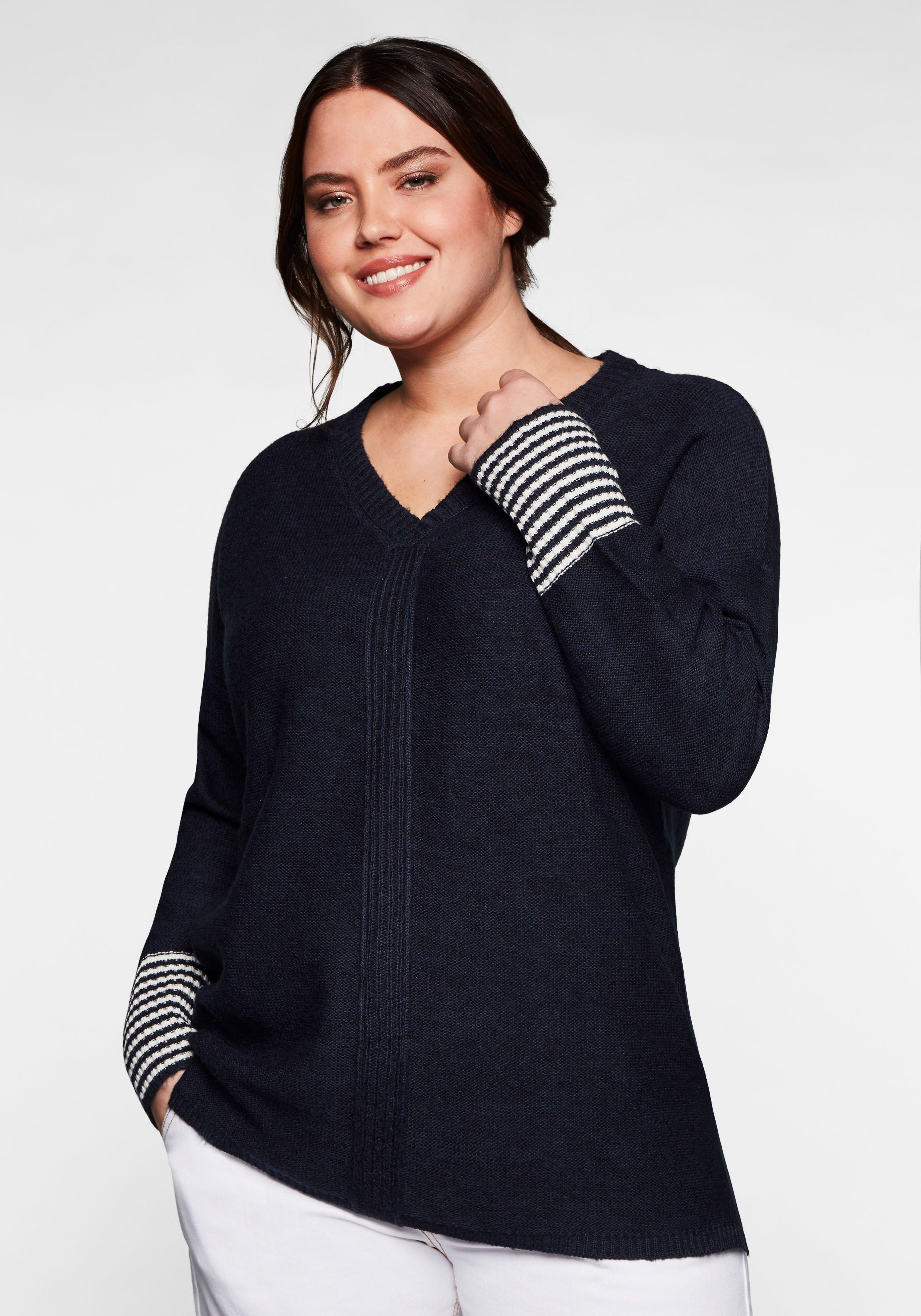 Pullover mit geringeltem Ärmelbündchen