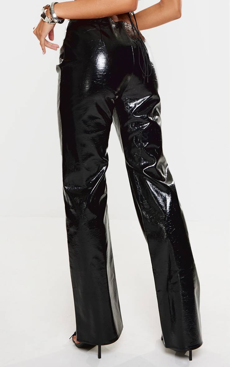 Noir Pantalon En Synthétique Brillant