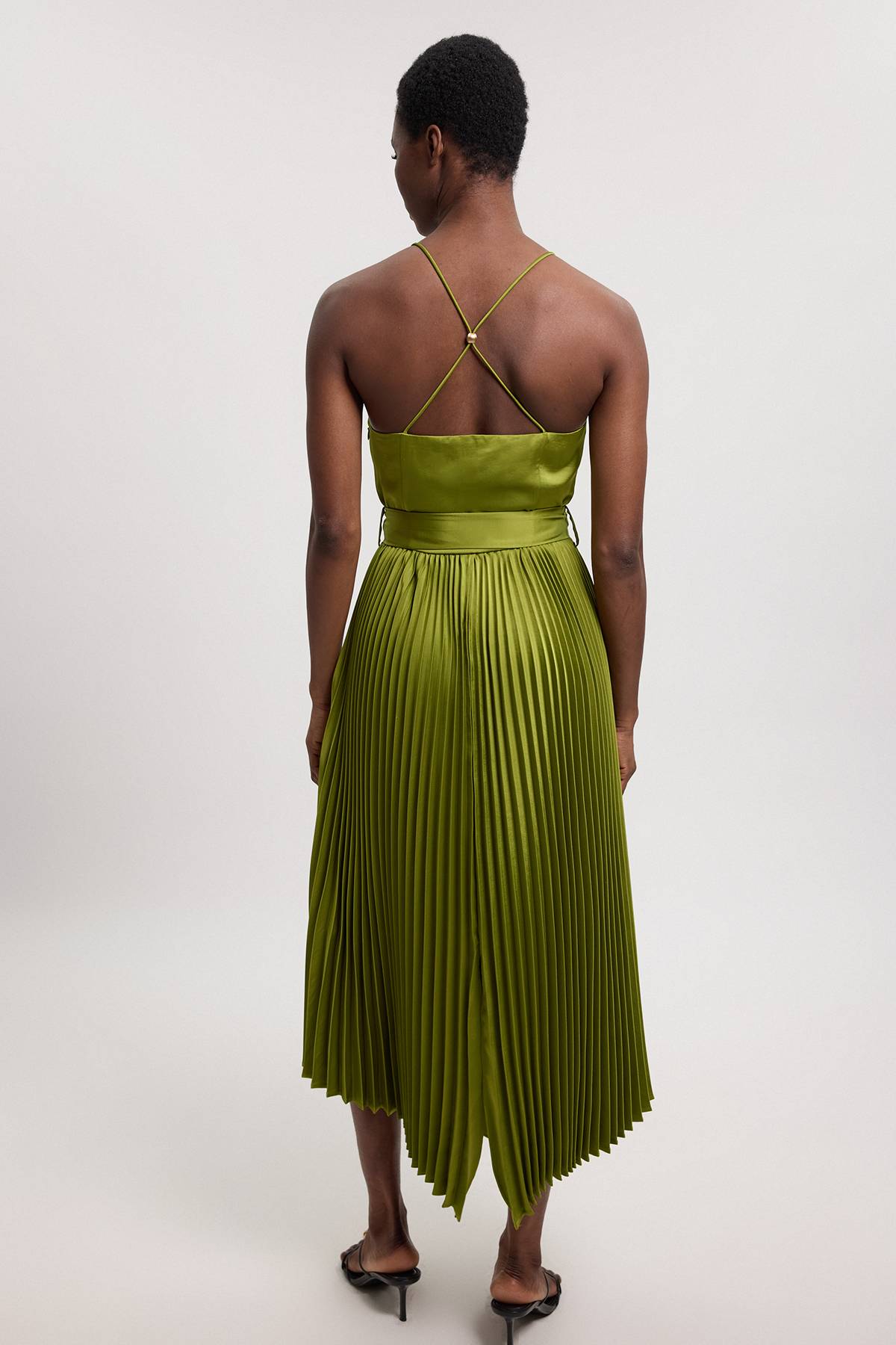 KarenMillen Robe Midi Plissée En Satin Tissé