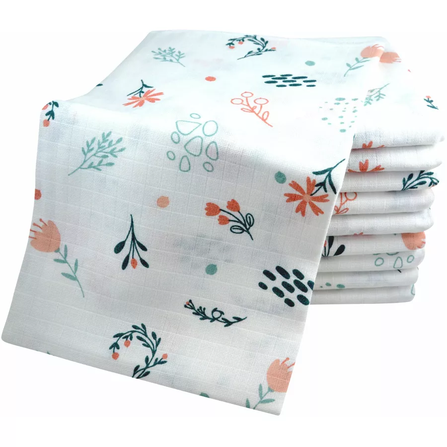 M.M.C. Mullwindel 10 PACK Natur Motive 80x70 cm Mulltücher 10 Blumen