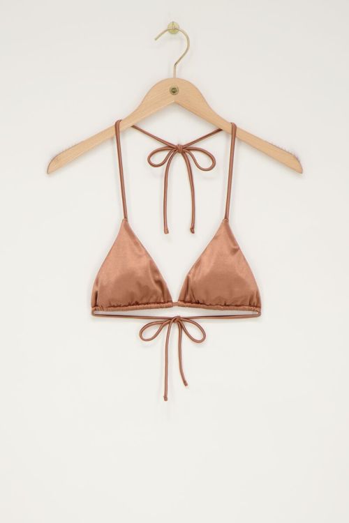 Bronzen bikini top triangel satijn