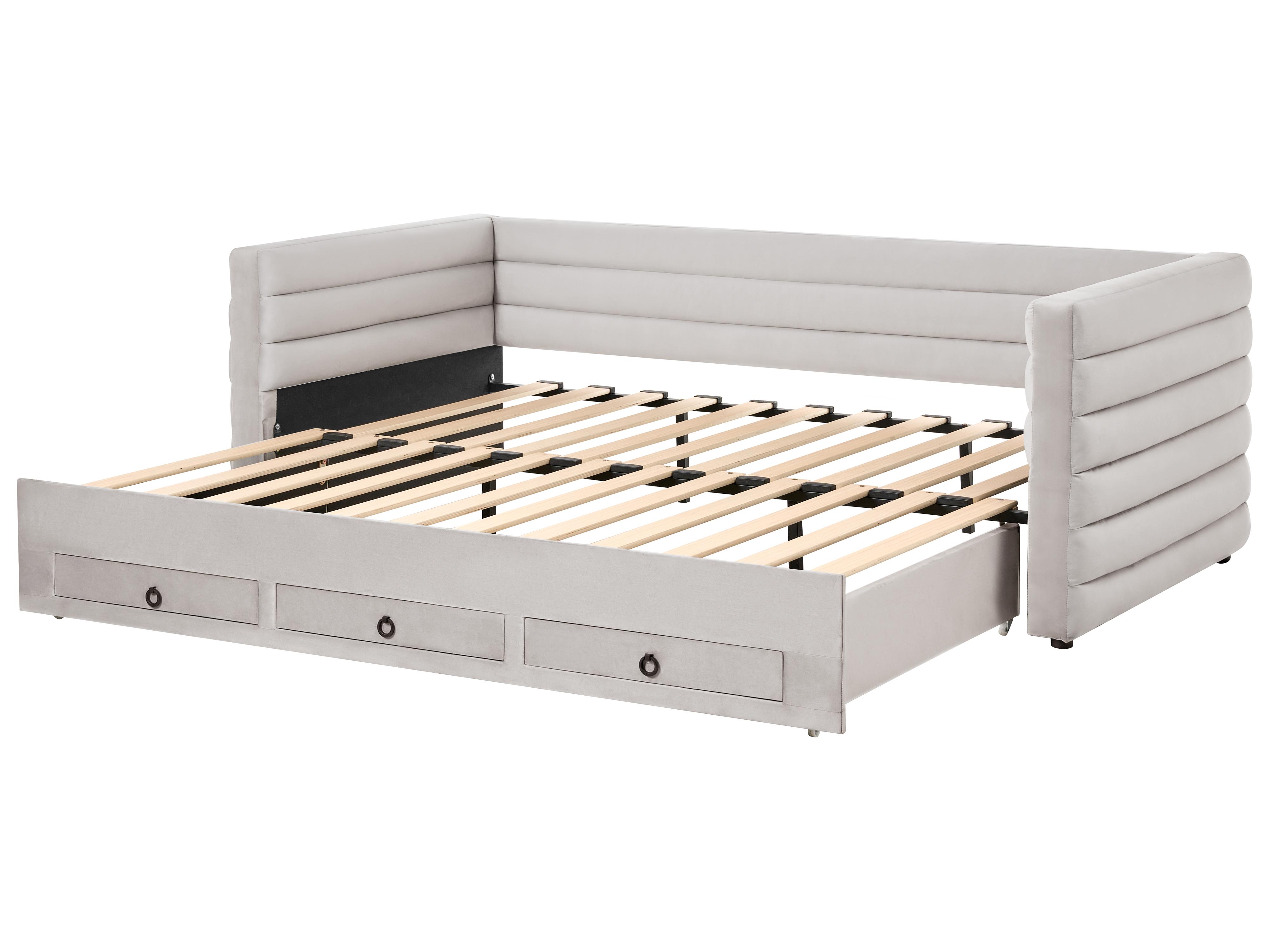 Bedbank met opbergruimte Fluweel MEUDON 90 x 200 cm Grijs