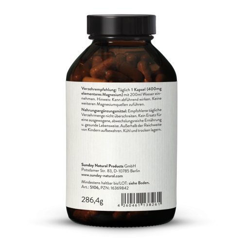 Sunday Natural Products  Magnesium OxidTotes MeerKapseln400mg