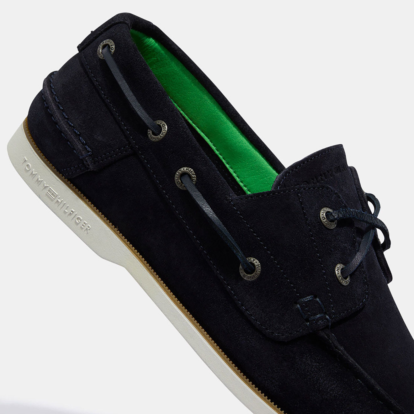 Tommy Hilfiger Chaussures bateau en Velours de Cuir Core bleu marine