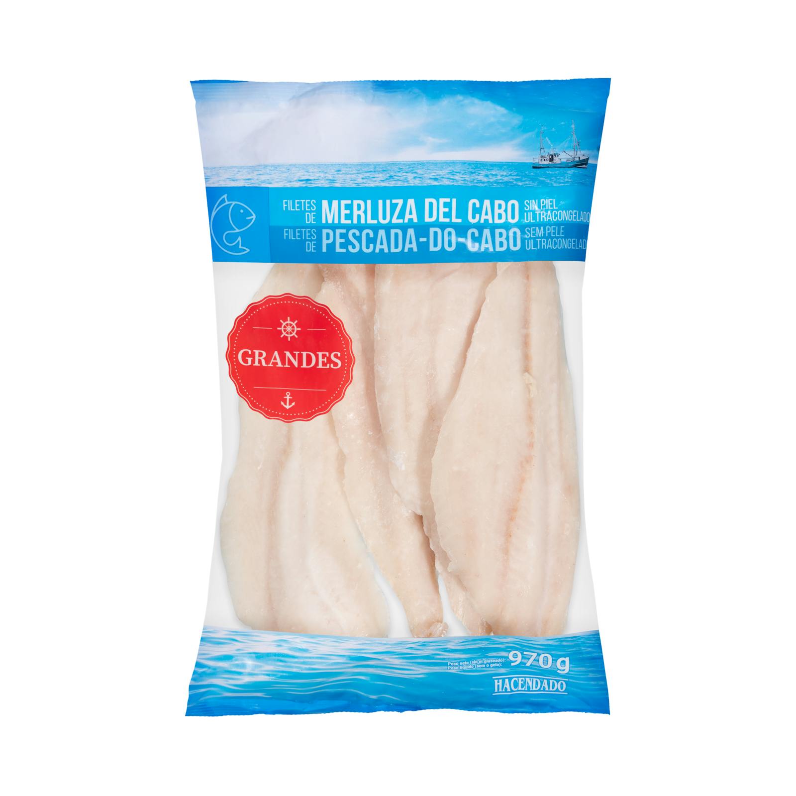 Gros filets de merlu du Cap sans peau Hacendado, ultra-congelés