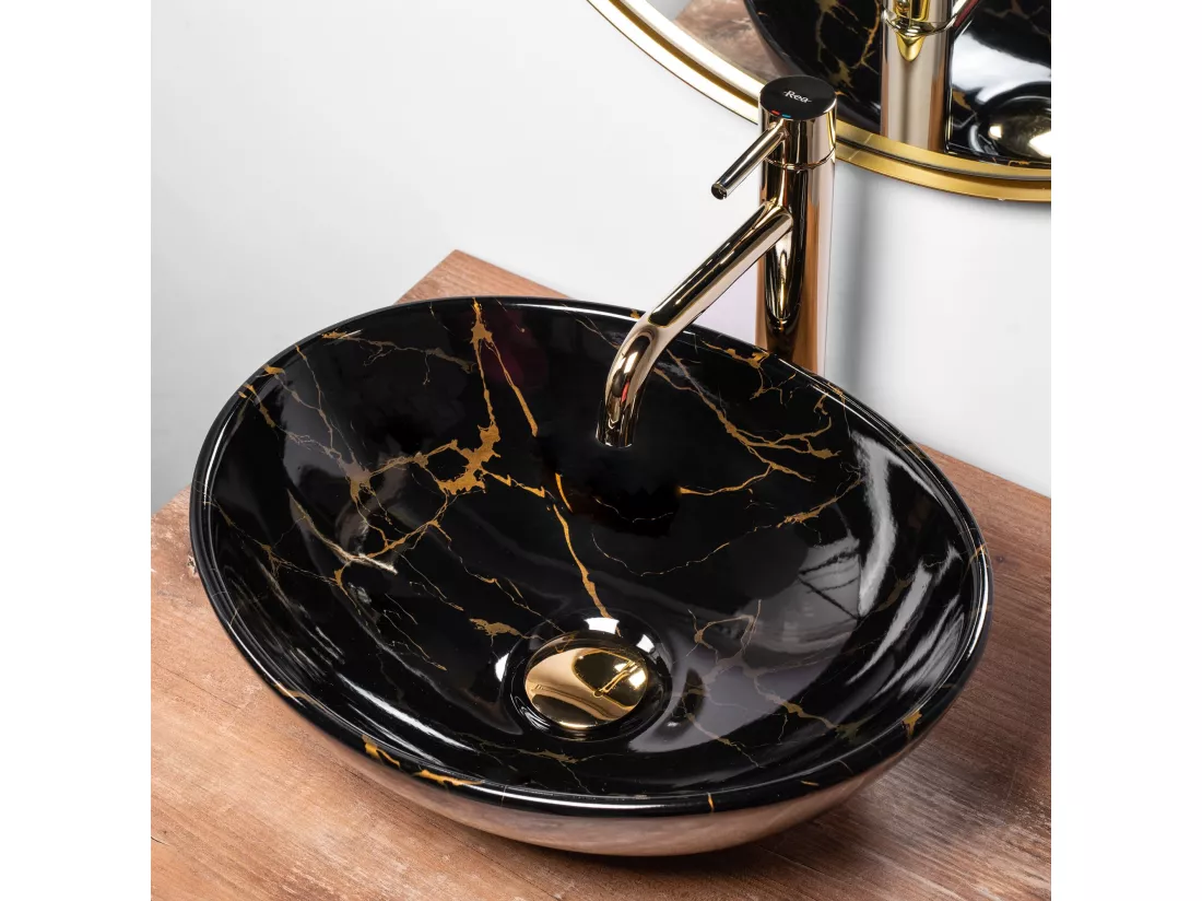 Vasque À Poser Rea Sofia Marble Shiny Black
