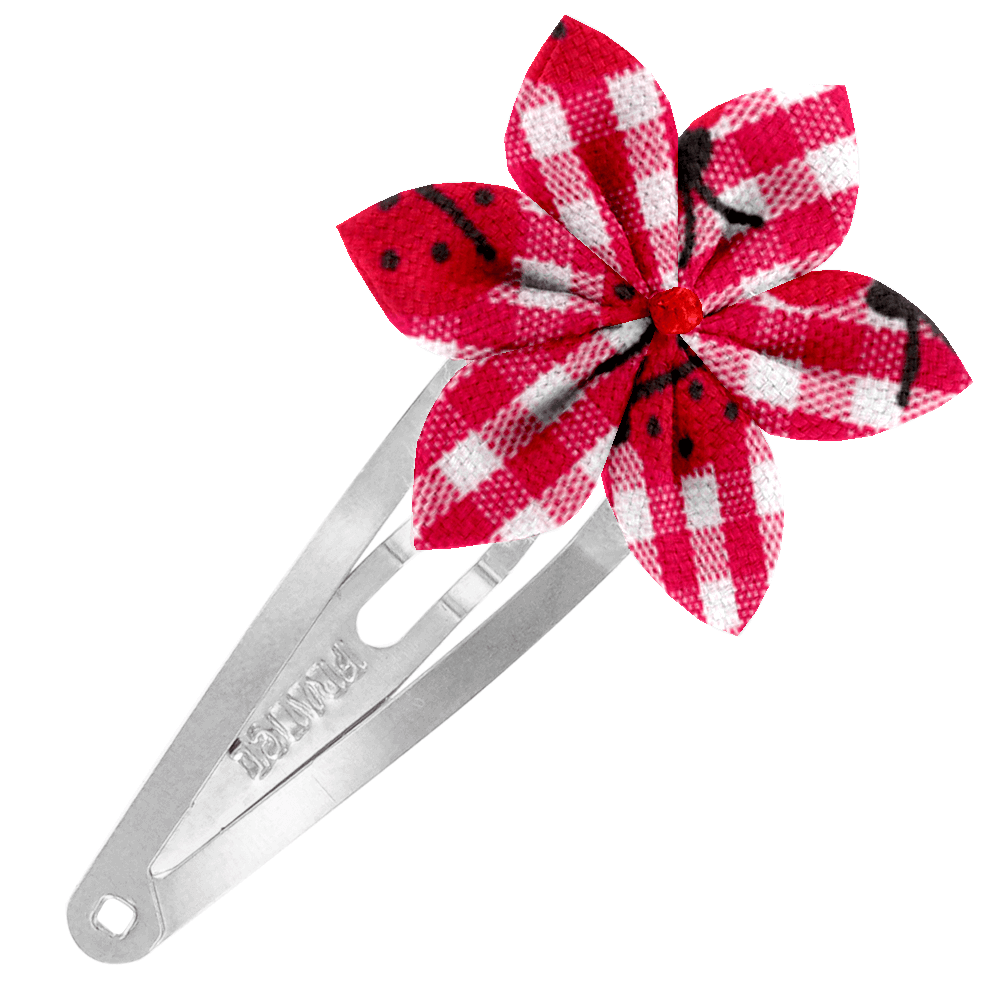 Barrette Clic-Clac Fleur Étoile Vichy Coccinelle