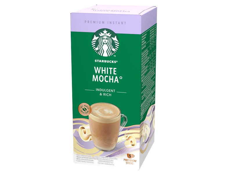 Starbucks Instant Kaffee White Mocha 5 Stück Getränkepulver mit löslichem Kaffee. Weisse-Schokolade-Geschmack.