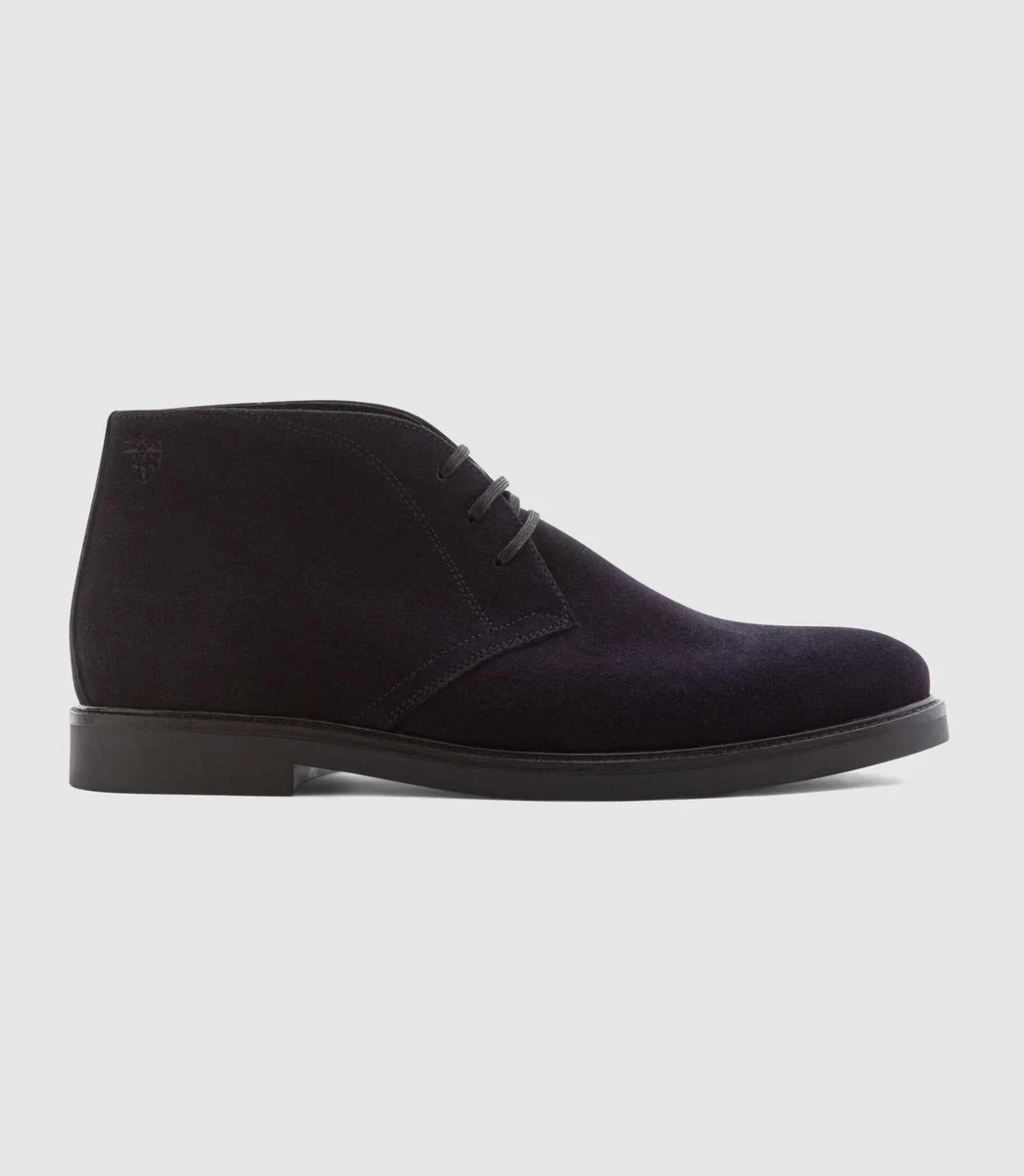 Bottines en cuir suède marine 