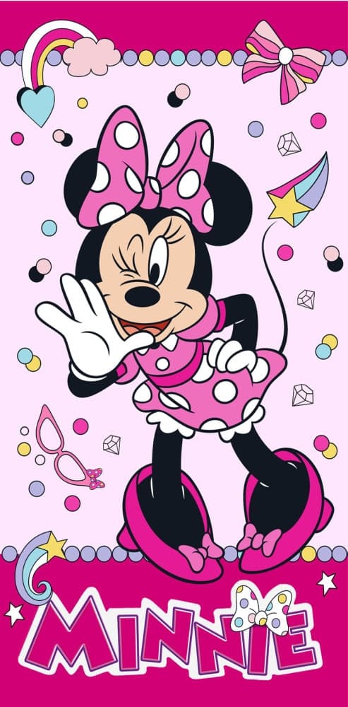 Disney Mimmi Pigg Rolig badhandduk, strandhandduk 70x140 cm