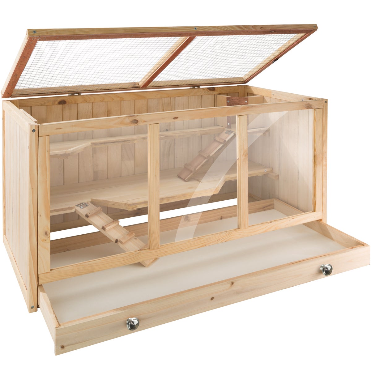 tectake Goldie houten knaagdierkooi, 95 x 50 x 50 cm