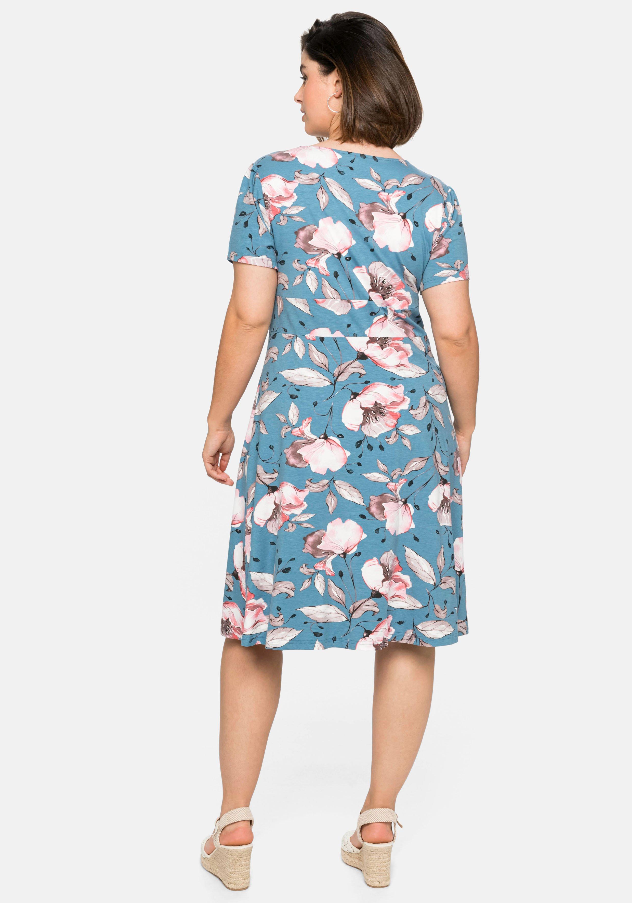 Jerseykleid in Wickeloptik, mit Blumenprint