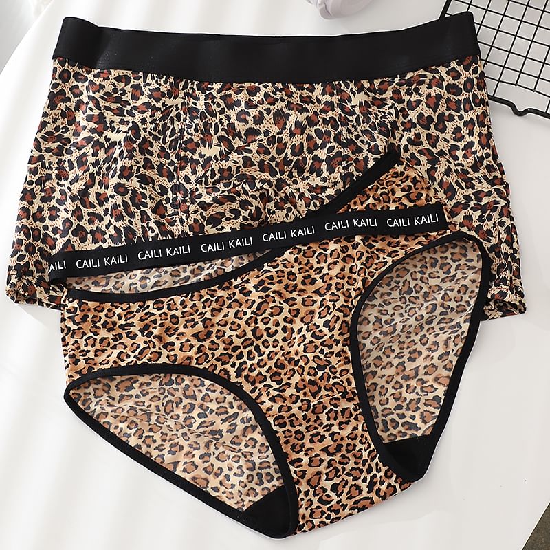 Pancherry - Matching set voor koppels: boxershort met luipaardprint + panty