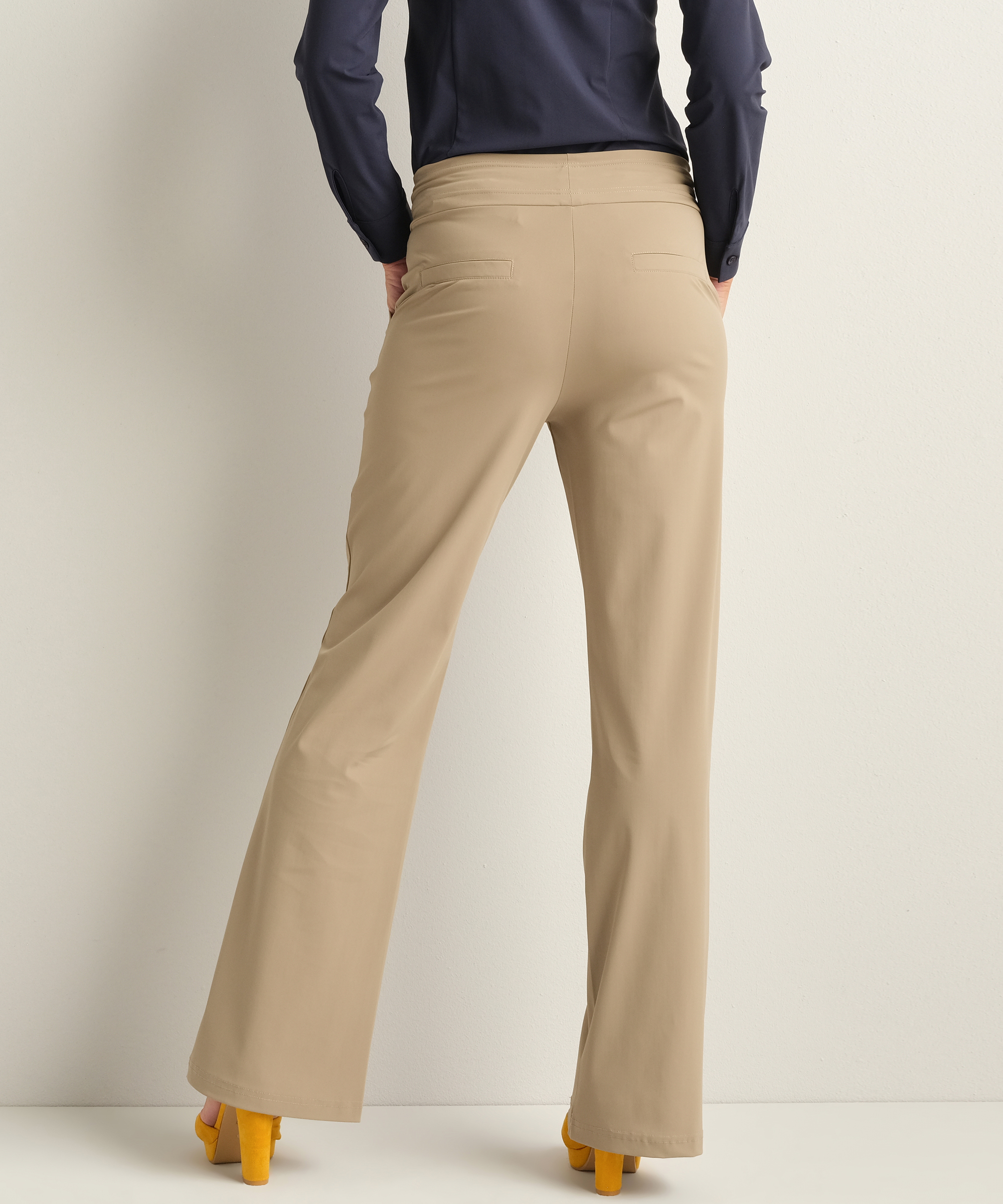 wide fit broek travelstof