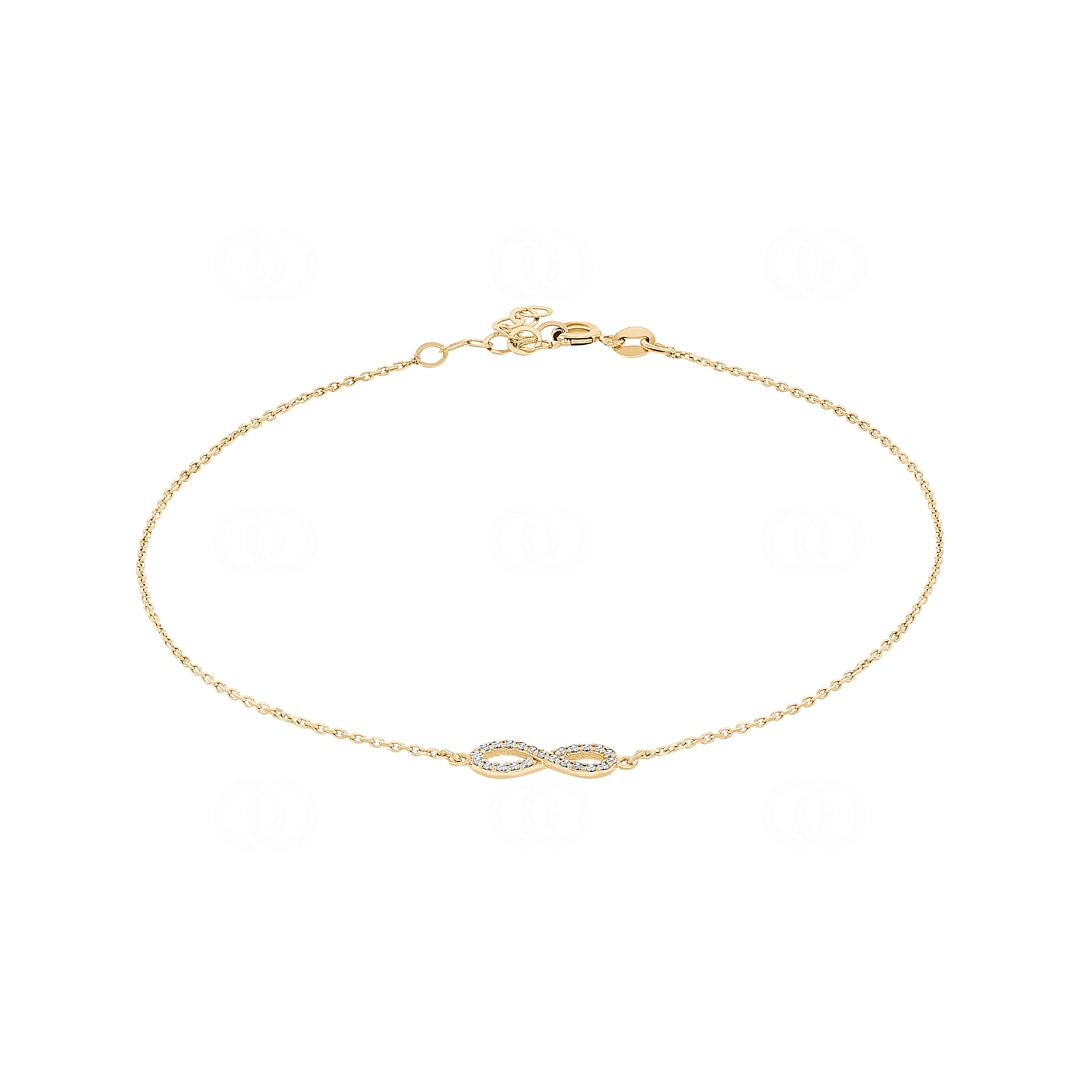 Armband 750/18 K Gelbgold Infinity mit Diamanten 0.10 ct H/si